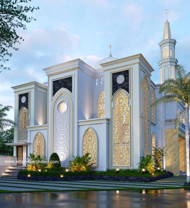 Desain Tampak Samping 2 Masjid Al Falah Style Classic 3 Lantai di Brebes, Jawa Tengah