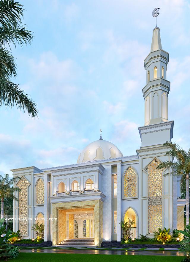 Desain Masjid Al Falah Style Classic 3 Lantai di Brebes, Jawa Tengah - Tampak Depan Kanan