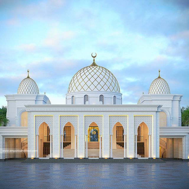 #frontfacadedesign - Al Anshar Classic Mosque 2 Floors Design 1823 - Makassar - Code 39895