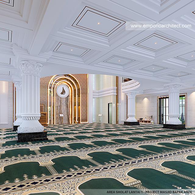 Desain Area Sholat Lantai 1 Masjid Grand Marina Style Klasik 2 Lantai di Makassar