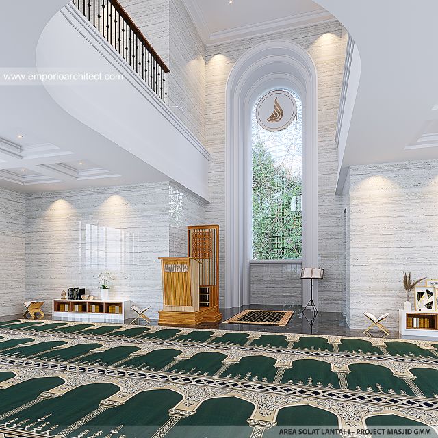 Desain Area Sholat Lantai 1 Masjid Grand Marina II Style Klasik 2 Lantai di Makassar