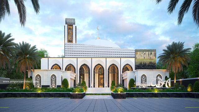 Desain Masjid ZBA Style Modern 1 Lantai di Solok, Sumatera Barat - Tampak Depan