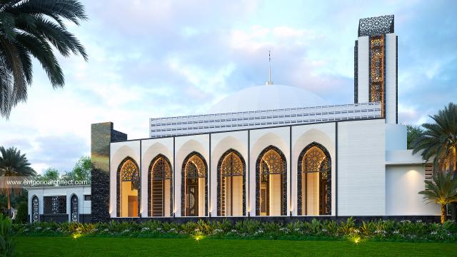 Desain Tampak Samping Masjid ZBA Style Modern 1 Lantai di Solok, Sumatera Barat