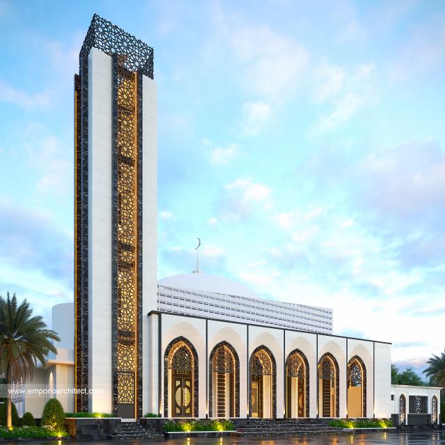 Desain Tampak Samping 2 Masjid ZBA Style Modern 1 Lantai di Solok, Sumatera Barat