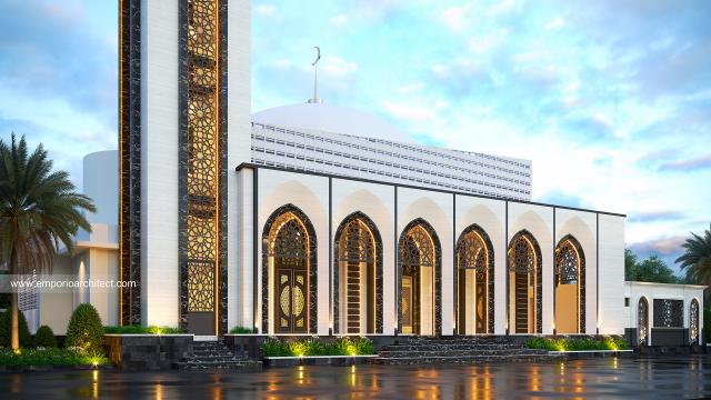 Desain Tampak Samping 3 Masjid ZBA Style Modern 1 Lantai di Solok, Sumatera Barat