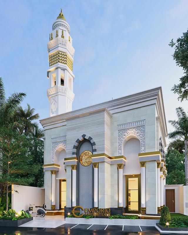 Desain Masjid Modern 2 Lantai di Sidoarjo, Jawa Timur - Tampak Depan