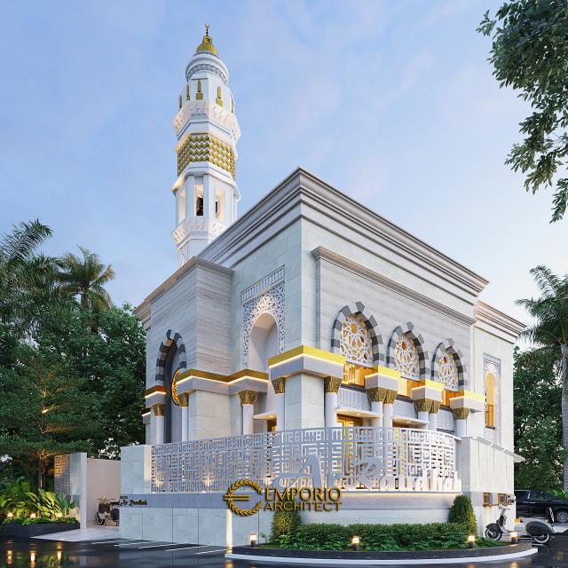 Desain TampaK Hook Dengan Pagar Masjid Modern 2 Lantai di Sidoarjo, Jawa Timur