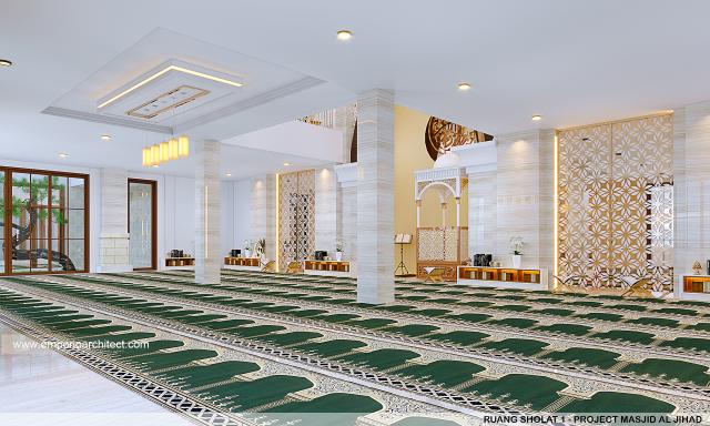 Desain Ruang Sholat 1 Masjid Al Jihad Style Modern 3 Lantai di Yogyakarta