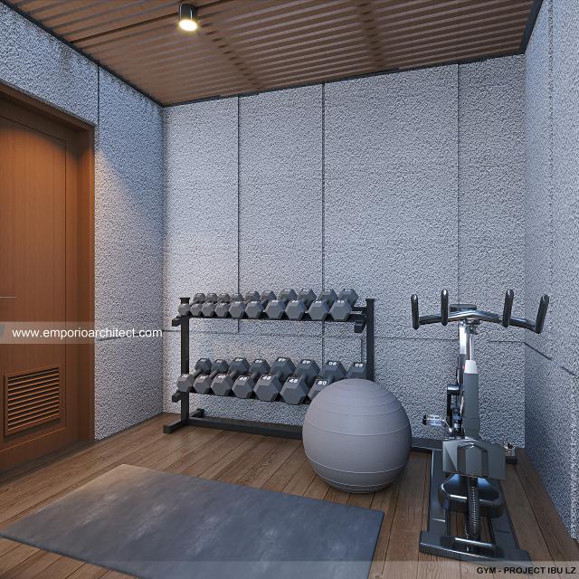 Desain Area Gym Paviliun Modern 1 Lantai Ibu LZ di Tangerang