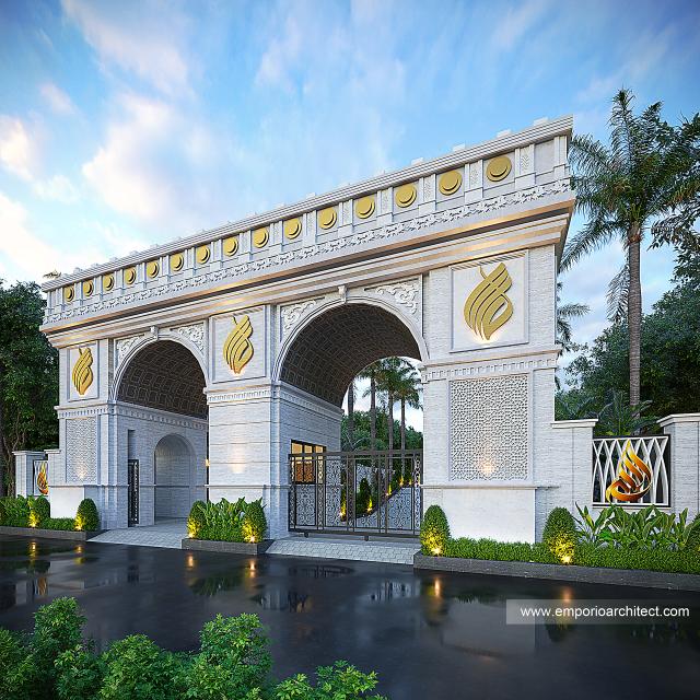 Desain Gate Kanan Pondok Pesantren Mediteran 2 Lantai Bapak SRY di Lembang, Bandung