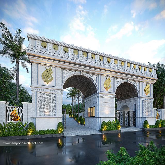 Desain Pondok Pesantren Mediteran 2 Lantai Bapak SRY di Lembang, Bandung - Gate Kiri