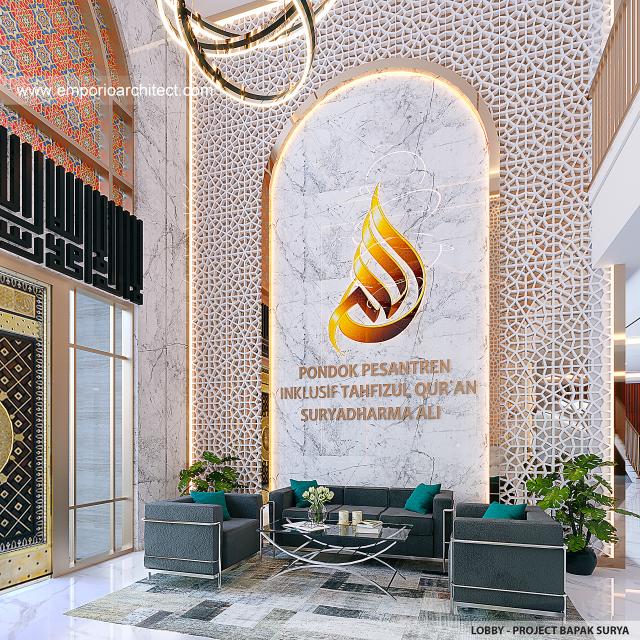 Desain Lobby Pondok Pesantren Mediteran 2 Lantai Bapak SRY di Lembang, Bandung