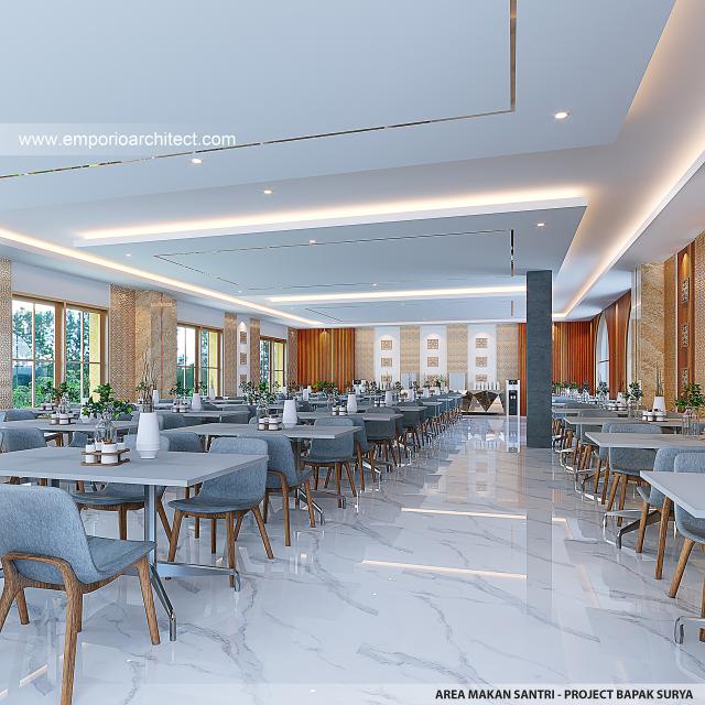 Desain Area Makan Santri Pondok Pesantren Mediteran 2 Lantai Bapak SRY di Lembang, Bandung