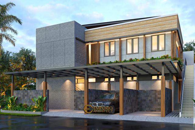 Desain Tampak Depan Rent House Modern 2 Lantai Bapak Raja di Bogor, Jawa Barat