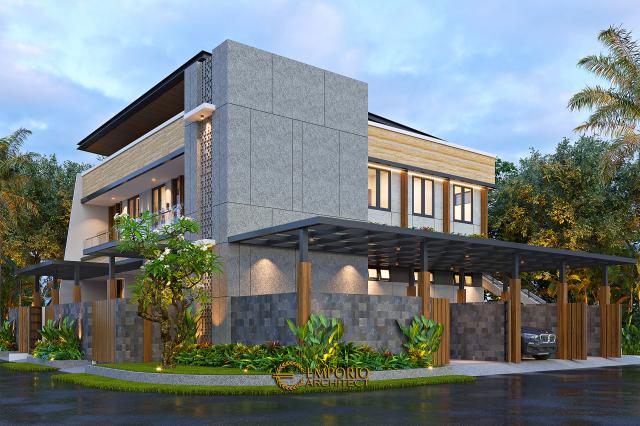 Desain Tampak Hook Dengan Pagar Rent House Modern 2 Lantai Bapak Raja di Bogor, Jawa Barat