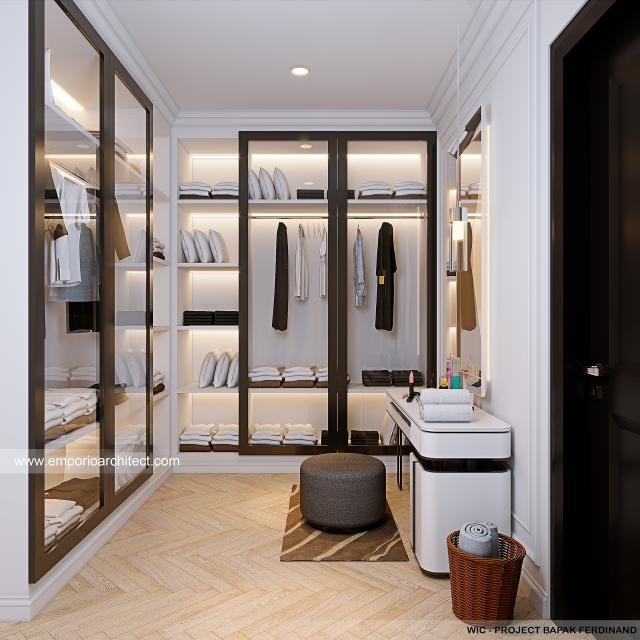 Desain Walk In Closet Rumah American Klasik 2 Lantai Bapak FDN di BSD, Tangerang Selatan