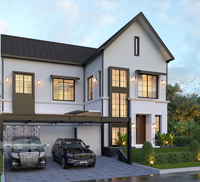 Desain Rumah American Klasik 2 Lantai Bapak FDN di  BSD, Tangerang Selatan