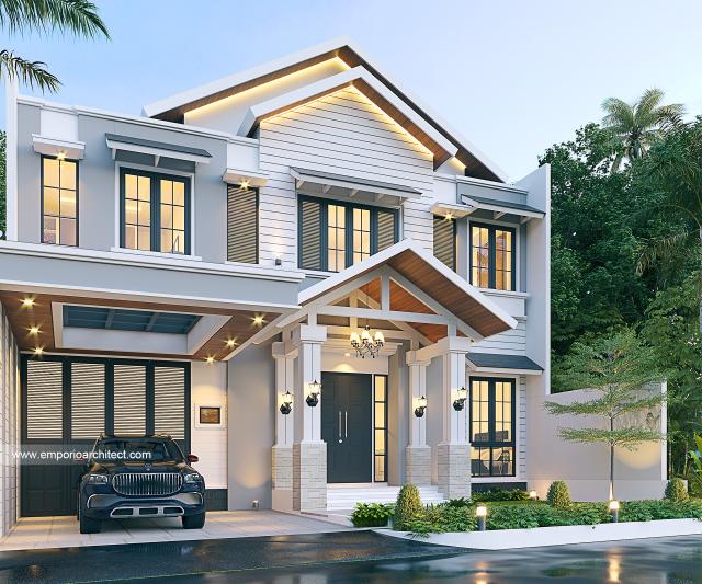 Gambar 1 Desain Rumah American Klasik 2 Lantai Ibu M di  Jakarta