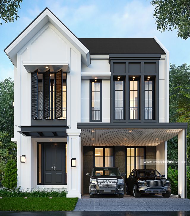 Gambar 2 Desain Rumah American Klasik 3 Lantai Ibu DN 1993 di  Tangerang Selatan