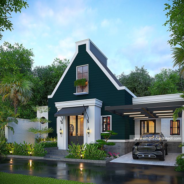 Gambar 2 Desain Rumah American Style 1 Lantai Bapak HHN 1735 di  Yogyakarta