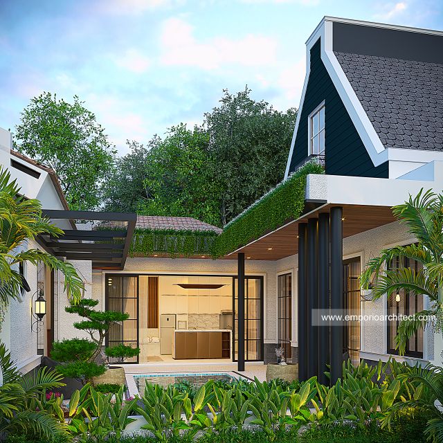 #backviewexterior - Mr. HHN 1735 American Style House 1 Floor Design - Yogyakarta - Code 37359