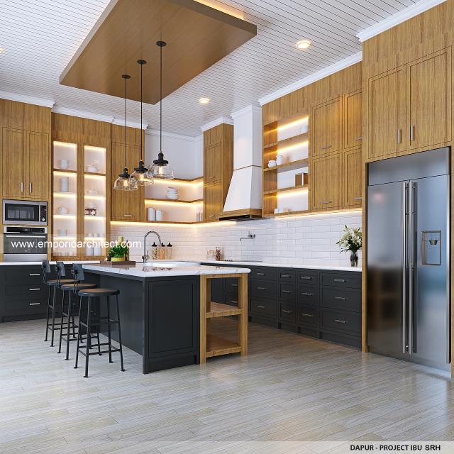 Desain Dapur Rumah American Style 3 Lantai Ibu SRH di Jakarta Selatan