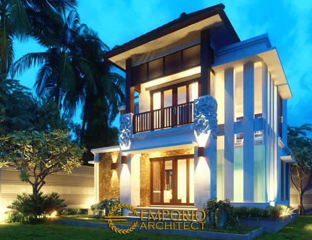 Desain Exterior 1 Rumah Villa Bali 2 Lantai Bapak Agus di Denpasar, Bali