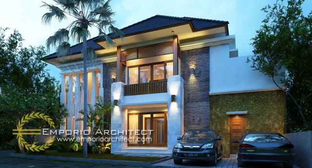 Desain Exterior Rumah Villa Bali 2 Lantai Bapak Andri di Jakarta