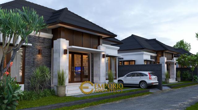 #frontfacadedesign - Wahanakarsa Swandiri Villa Bali Residence 1 Floor Design - Pekanbaru - Code 11806