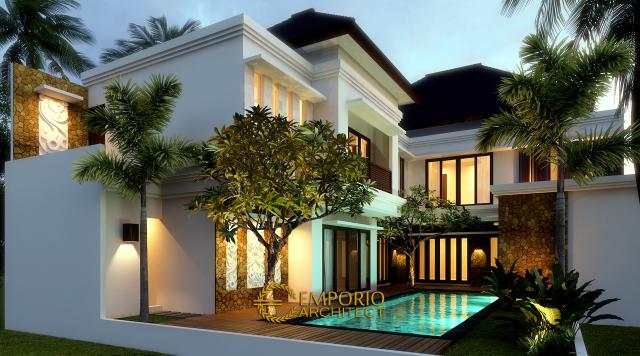 Desain Tampak Belakang Rumah Villa Bali 2 Lantai Bapak Faisal di Jakarta