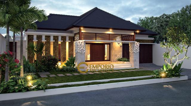 Desain Tampak Depan Rumah Villa Bali 1 Lantai Bapak Farman Ali di Jawa Timur