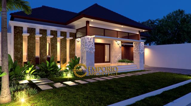 Desain Tampak Belakang Rumah Villa Bali 1 Lantai Bapak Farman Ali di Jawa Timur