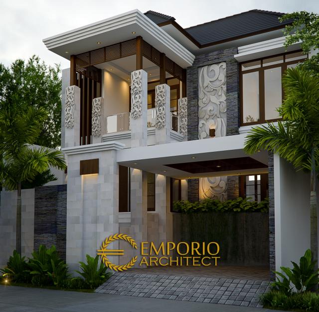 Desain Exterior Rumah Villa Bali 2 Lantai Bapak Irfan di Jakarta