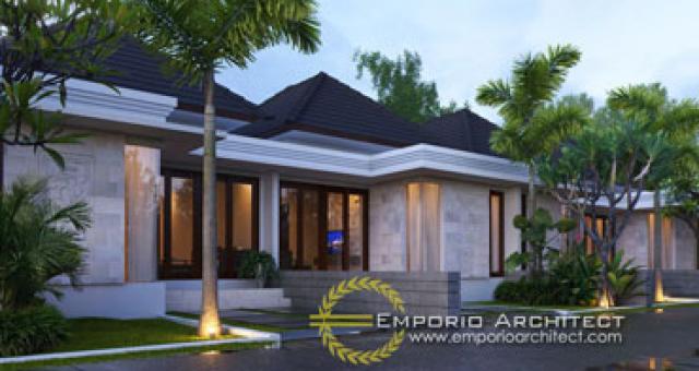 Desain Exterior 1 Rumah Villa Bali 1 Lantai Bapak Putra Depok II di Depok