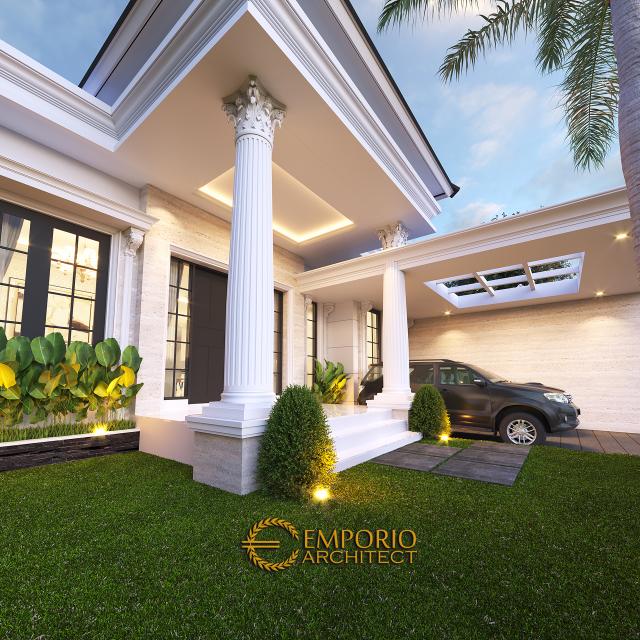 Desain Tampak Detail Depan Rumah Classic 1 Lantai Bapak Wandaniel di Sumatera Utara