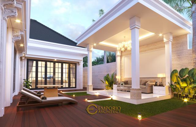 Desain Tampak Detail Belakang Rumah Classic 1 Lantai Bapak Wandaniel di Sumatera Utara