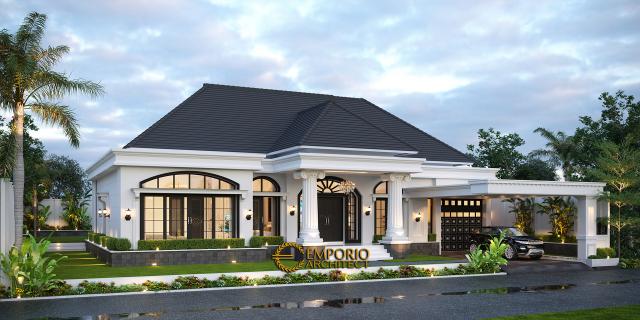 Desain Rumah Classic 1 Lantai Bapak Sulthan di Palembang, Sumatera Selatan - Tampak Depan Tanpa Pagar