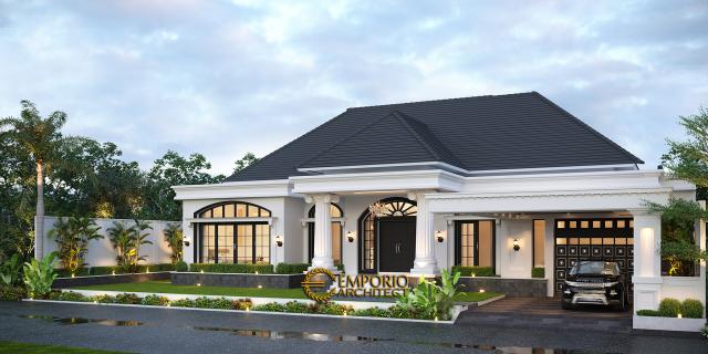 Desain Tampak Depan Tanpa Pagar 2 Rumah Classic 1 Lantai Bapak Sulthan di Palembang, Sumatera Selatan