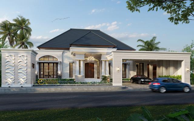 Desain Tampak Depan Rumah Classic 1 Lantai Bapak Hendry di Riau