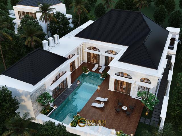 Desain Master Plan Rumah Classic 1 Lantai Bapak Hendry di Riau