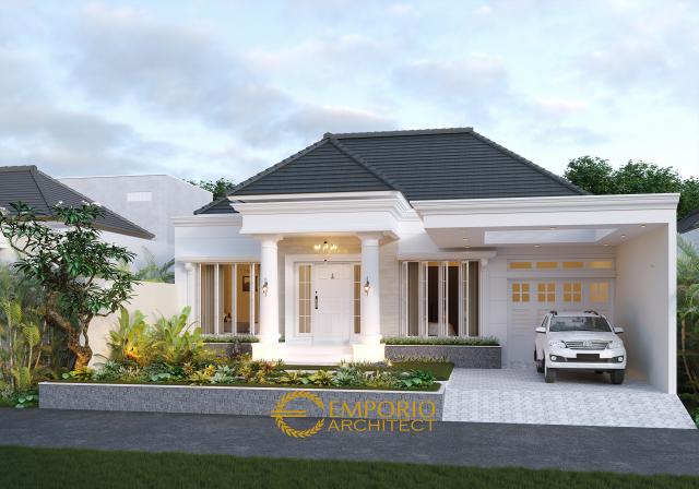 Desain Tampak Depan Tanpa Pagar Rumah Classic 1 Lantai Ibu Lellyta di Kutai Kartanegara, Kalimantan Timur