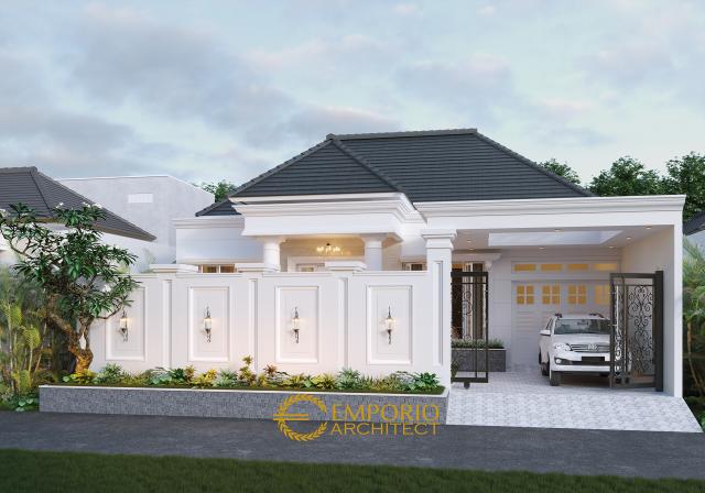 Desain Tampak Depan Dengan Pagar Rumah Classic 1 Lantai Ibu Lellyta di Kutai Kartanegara, Kalimantan Timur