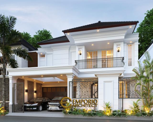 Desain Rumah Classic 2 Lantai Ibu Sicil di Jakarta Selatan - Tampak Depan 1