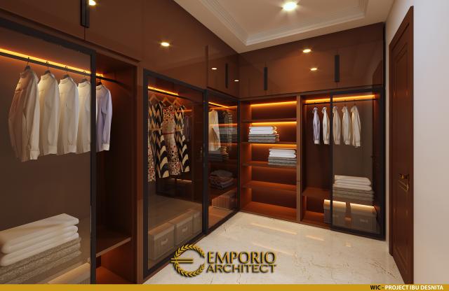 Desain Walk In Closet Rumah Classic 2 Lantai Ibu Desnita di Padang, Sumatera Barat