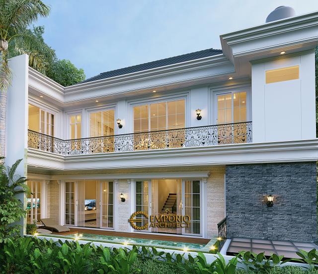 Desain Tampak Belakang Rumah Classic 2 Lantai Bapak Tomy di Balikpapan, Kalimantan Timur