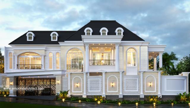 #homeexteriordesign - Mrs. LT 939 Classic House 2 Floors Design - Cibubur, Jakarta Timur - Code 13664