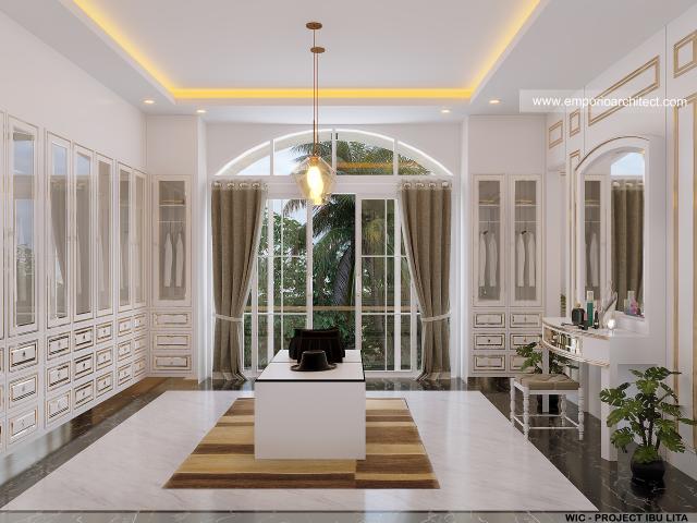 Desain Walk In Closet Rumah Classic 2 Lantai Ibu LT di Cibubur, Jakarta Timur