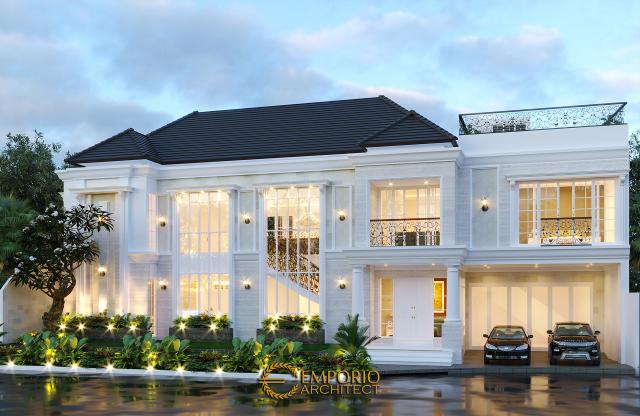 Desain Rumah Classic 2 Lantai Bapak Anto di Bandung, Jawa Barat - Tampak Depan Tanpa Pagar