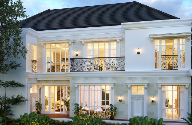 Desain Tampak Belakang Rumah Classic 2 Lantai Bapak Anto di Bandung, Jawa Barat