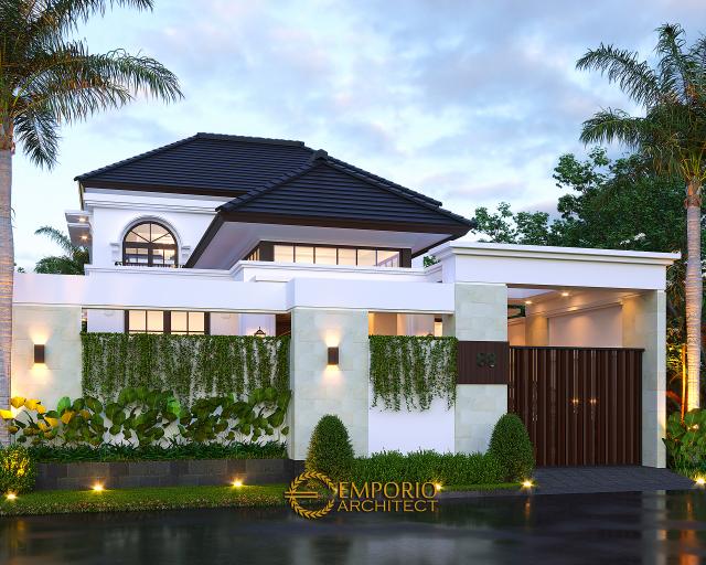 Desain Tampak Depan Dengan Pagar Rumah Classic 2 Lantai Ibu Joanne di Yogyakarta